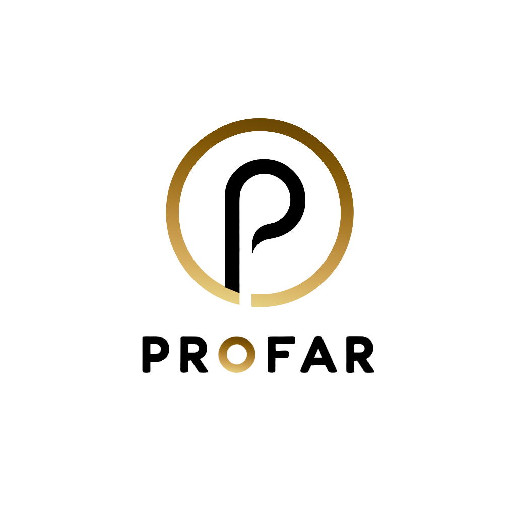 minimalist monogram logo for PROFAR company with emphasis on the letter P-n-DR